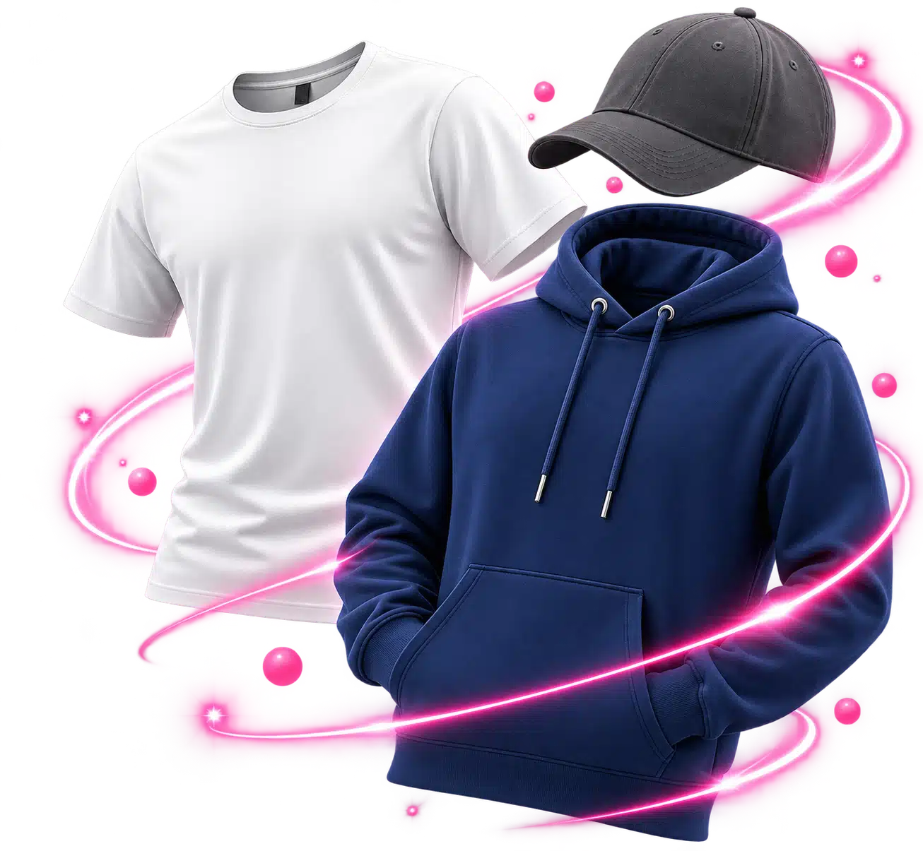 Sélection de textiles, vêtements et accessoires disponibles sans personnalisation